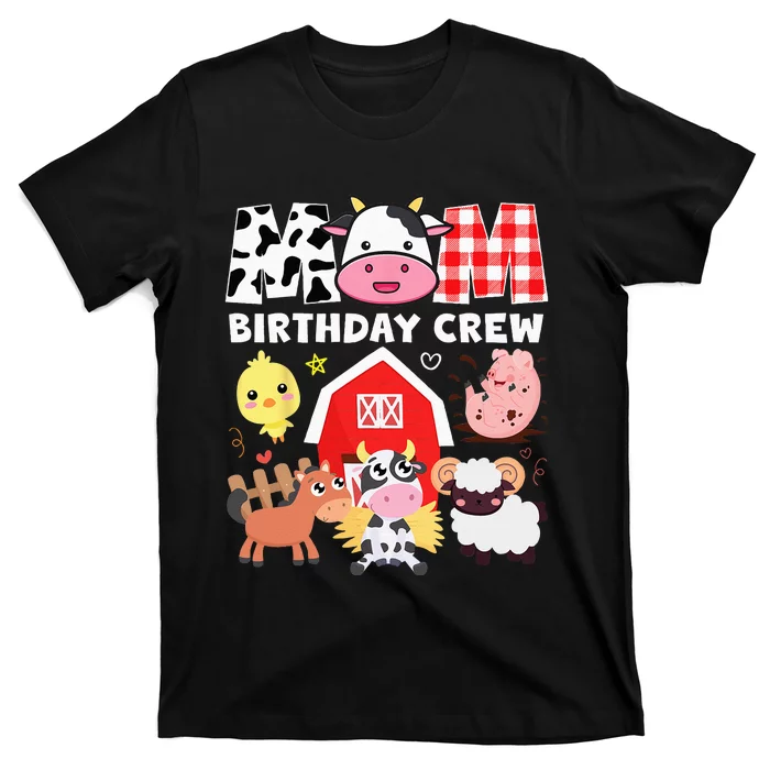 Cow Mom Birthday Crew Farm Theme Animals Kids Birthday Party T-Shirt