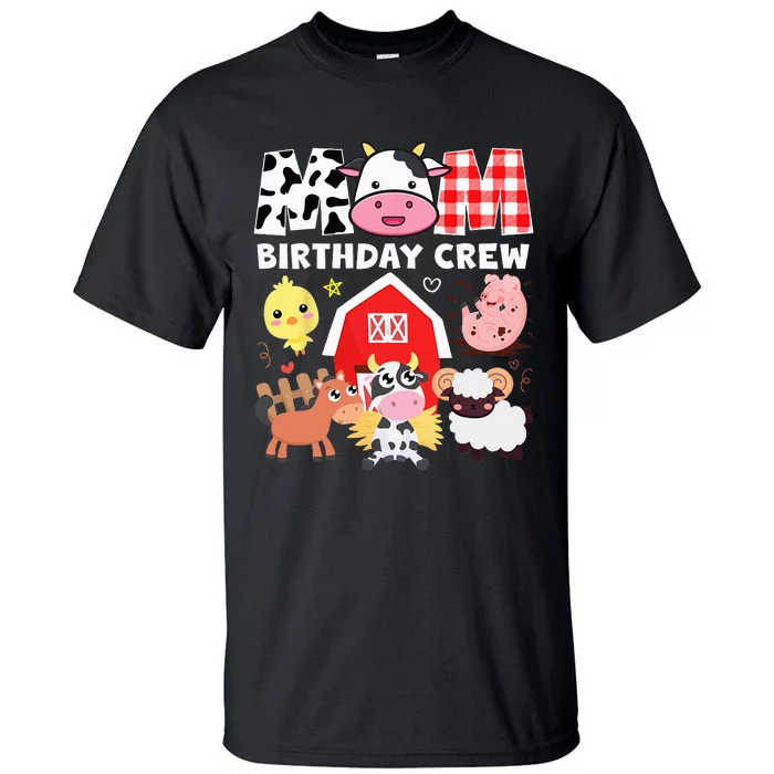 Cow Mom Birthday Crew Farm Theme Animals Kids Birthday Party Tall T-Shirt