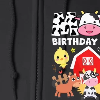 Cow Mom Birthday Crew Farm Theme Animals Kids Birthday Party Full Zip Hoodie