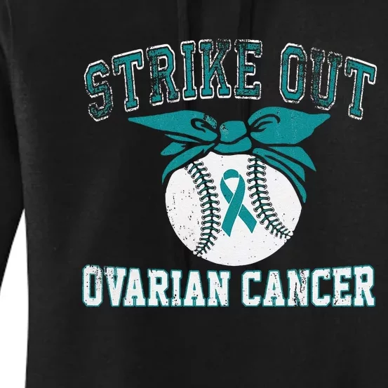 Cancer Month Baseball Strike Out Ovarian Cancer Women's Pullover Hoodie