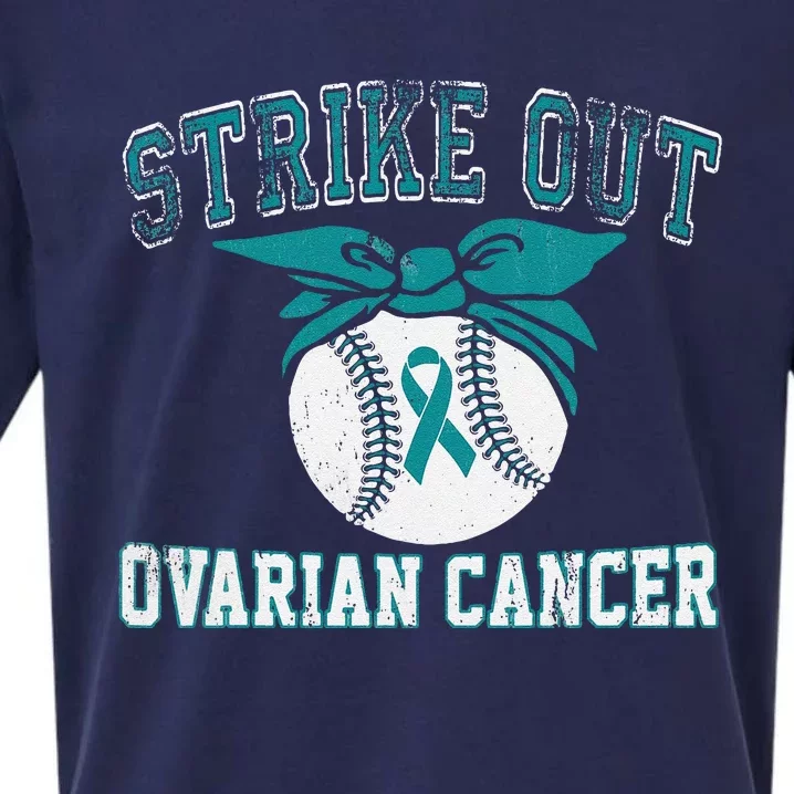 Cancer Month Baseball Strike Out Ovarian Cancer Sueded Cloud Jersey T-Shirt