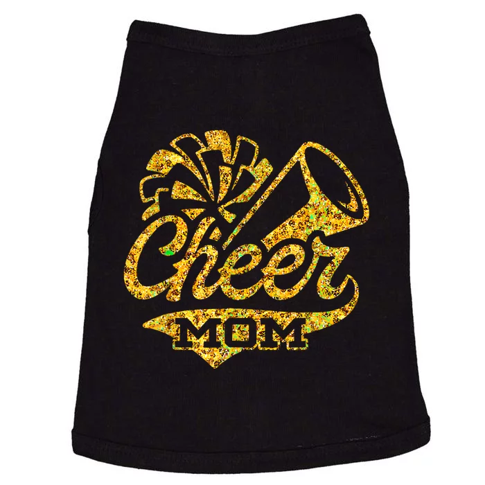 Cheer Mom Biggest Fan Cheerleader Black Yellow Gold Pom Pom Doggie Tank