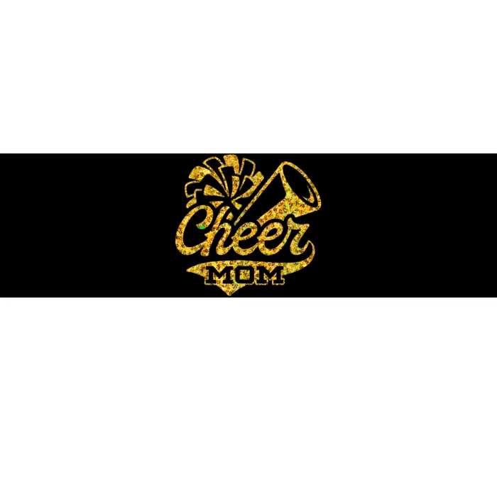 Cheer Mom Biggest Fan Cheerleader Black Yellow Gold Pom Pom Bumper Sticker