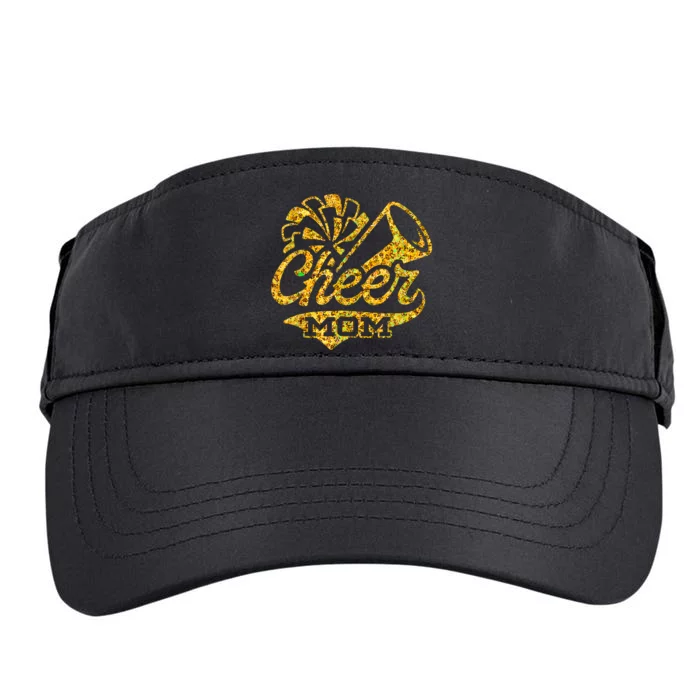 Cheer Mom Biggest Fan Cheerleader Black Yellow Gold Pom Pom Adult Drive Performance Visor