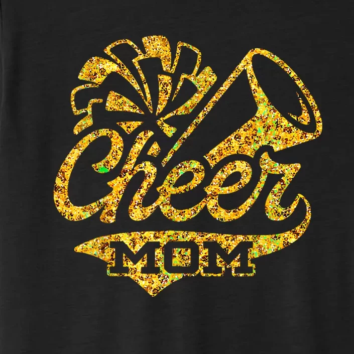 Cheer Mom Biggest Fan Cheerleader Black Yellow Gold Pom Pom ChromaSoft Performance T-Shirt