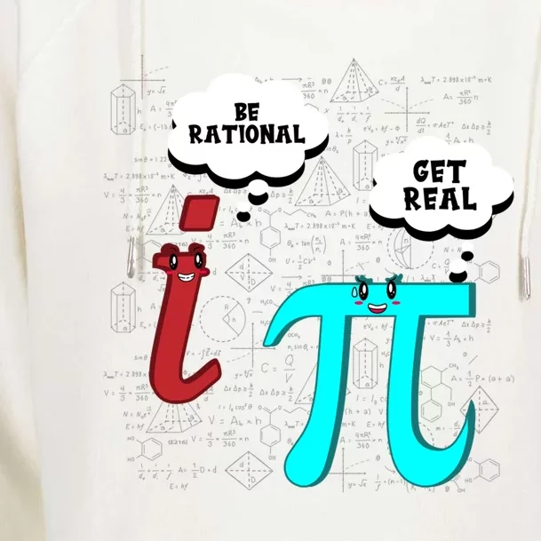 Cute Math Be Rational Get Real Funny Mathematics Pun Gift Womens Funnel Neck Pullover Hood