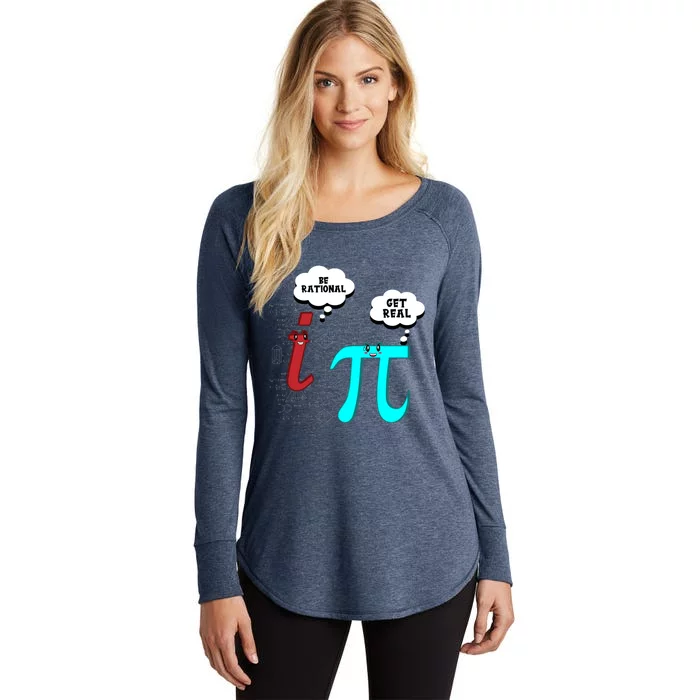 Cute Math Be Rational Get Real Funny Mathematics Pun Gift Women's Perfect Tri Tunic Long Sleeve Shirt