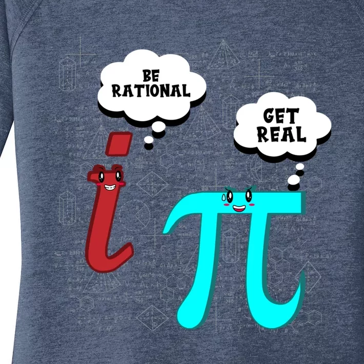 Cute Math Be Rational Get Real Funny Mathematics Pun Gift Women's Perfect Tri Tunic Long Sleeve Shirt