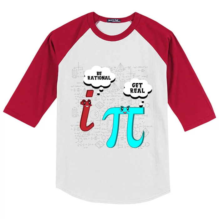 Cute Math Be Rational Get Real Funny Mathematics Pun Gift Kids Colorblock Raglan Jersey