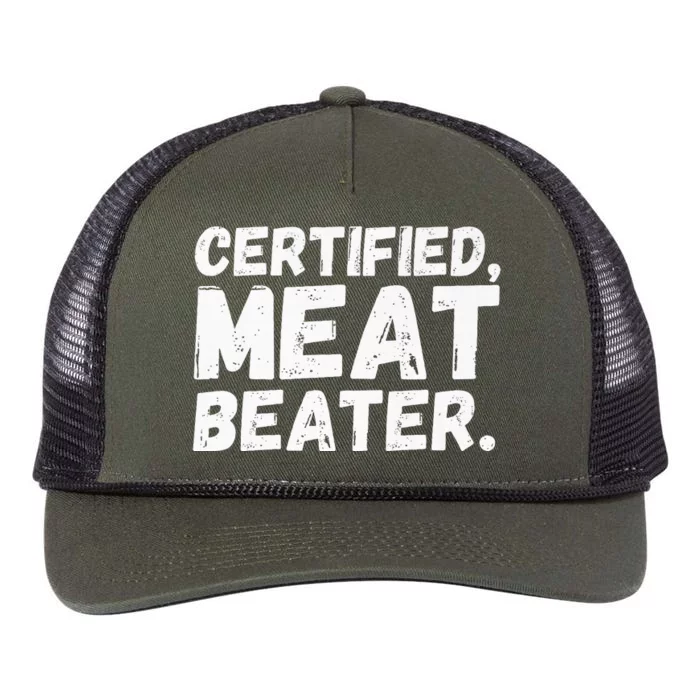 Certified Meat Beater Funny Saying Quote Retro Rope Trucker Hat Cap