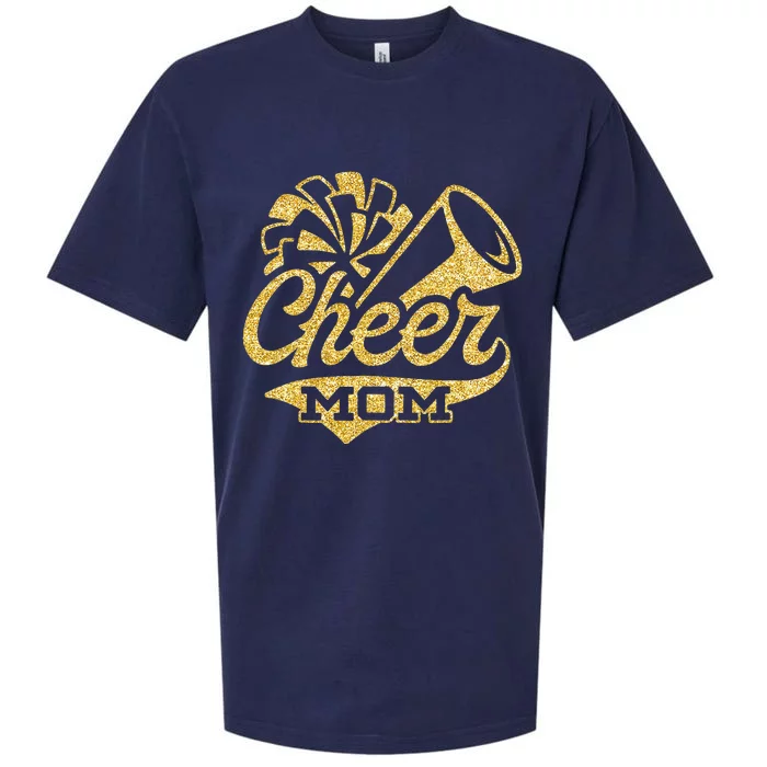 Cheer Mom Biggest Fan Cheerleader Black Yellow Gold Pom Pom Sueded Cloud Jersey T-Shirt