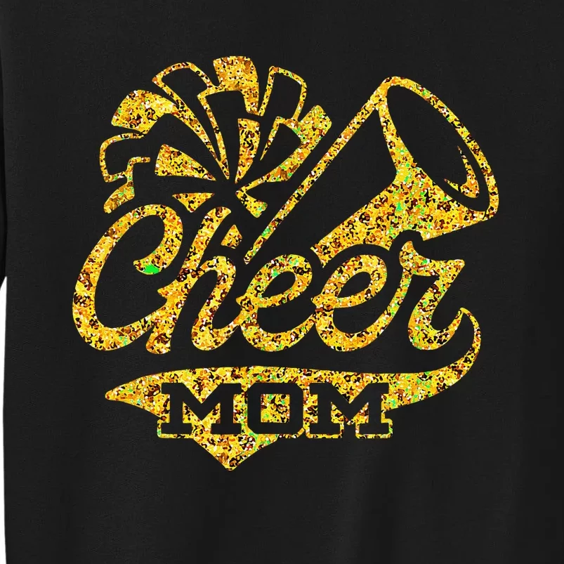 Cheer Mom Biggest Fan Cheerleader Black Yellow Gold Pom Pom Gift Sweatshirt