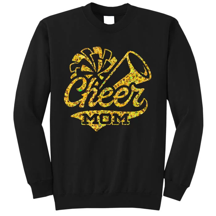 Cheer Mom Biggest Fan Cheerleader Black Yellow Gold Pom Pom Gift Sweatshirt