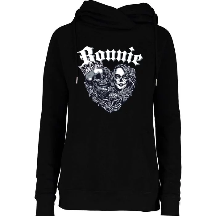 Couple Matching Bonnie & Clyde Chicano Style Heart Tattoo Outfit For Couples Womens Funnel Neck Pullover Hood