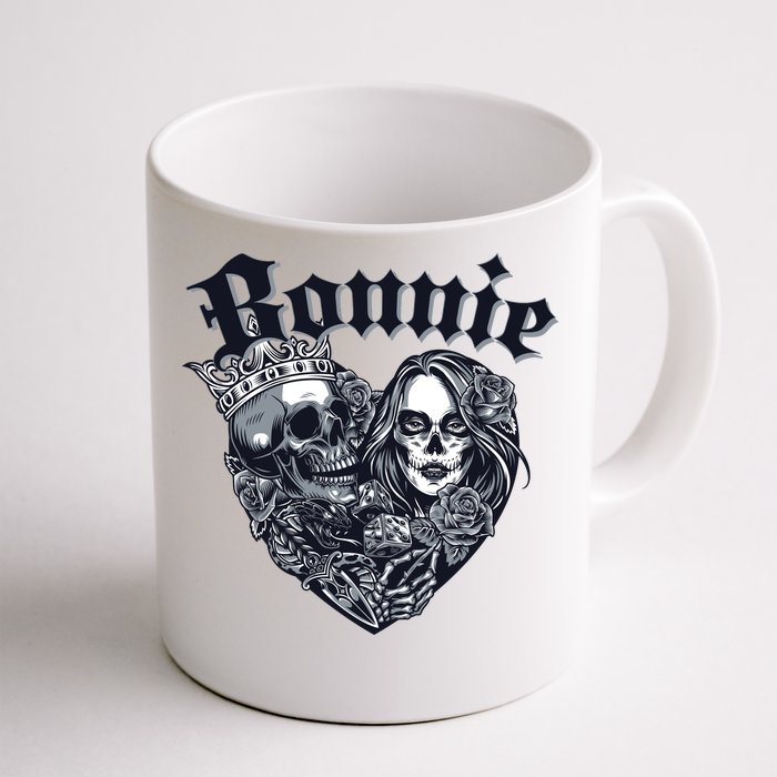 Couple Matching Bonnie & Clyde Chicano Style Heart Tattoo Outfit For Couples Front & Back Coffee Mug