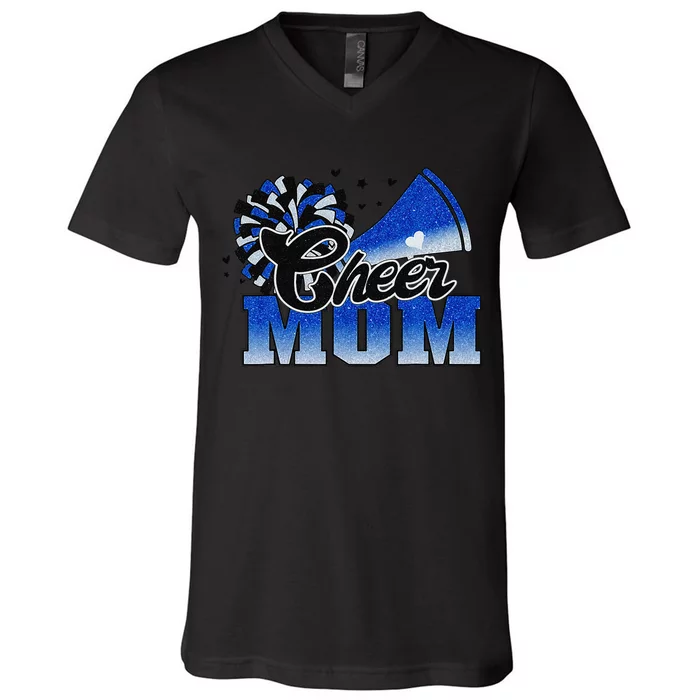 Cheer Mom Blue White Gift V-Neck T-Shirt