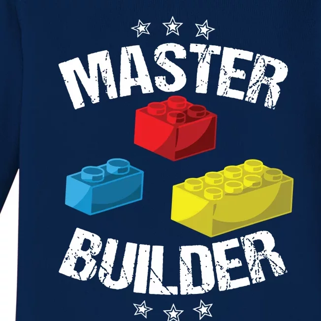 Cool Master Builder Funny Building Blocks Gift Women Baby Long Sleeve Bodysuit