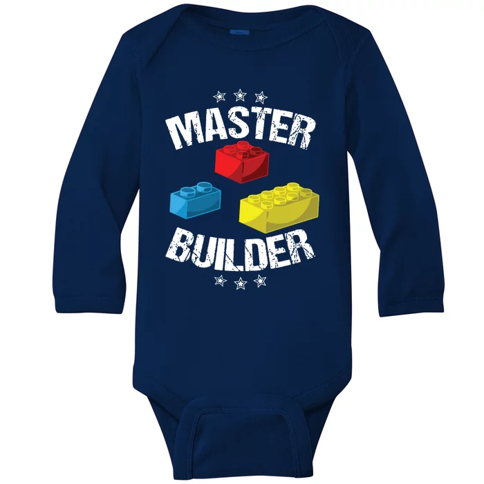 Cool Master Builder Funny Building Blocks Gift Women Baby Long Sleeve Bodysuit