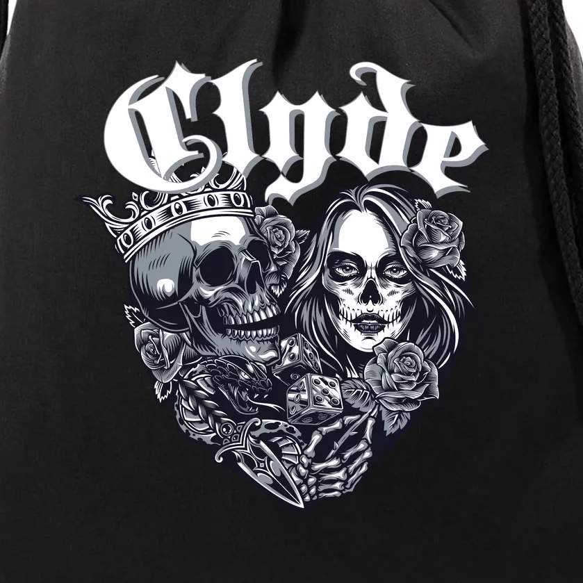 Couple Matching Bonnie & Clyde Chicano Style Heart Tattoo Outfit For Couples Drawstring Bag