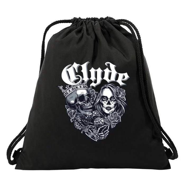 Couple Matching Bonnie & Clyde Chicano Style Heart Tattoo Outfit For Couples Drawstring Bag