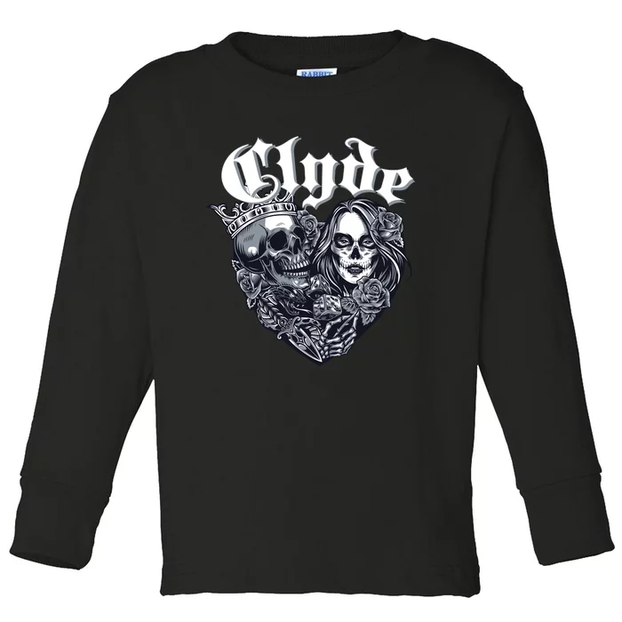 Couple Matching Bonnie & Clyde Chicano Style Heart Tattoo Outfit For Couples Toddler Long Sleeve Shirt