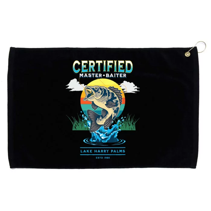 Certified Master Baiter Funny Fishing Grommeted Golf Towel