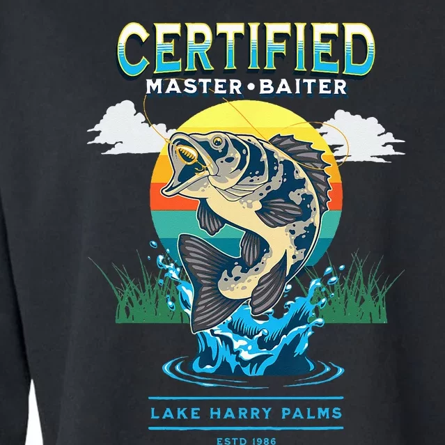 Certified Master Baiter Funny Fishing Cropped Pullover Crew