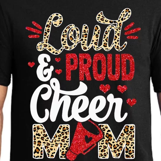 Cheer Mom Biggest Fan Leopard Print And Pom Pom Pajama Set