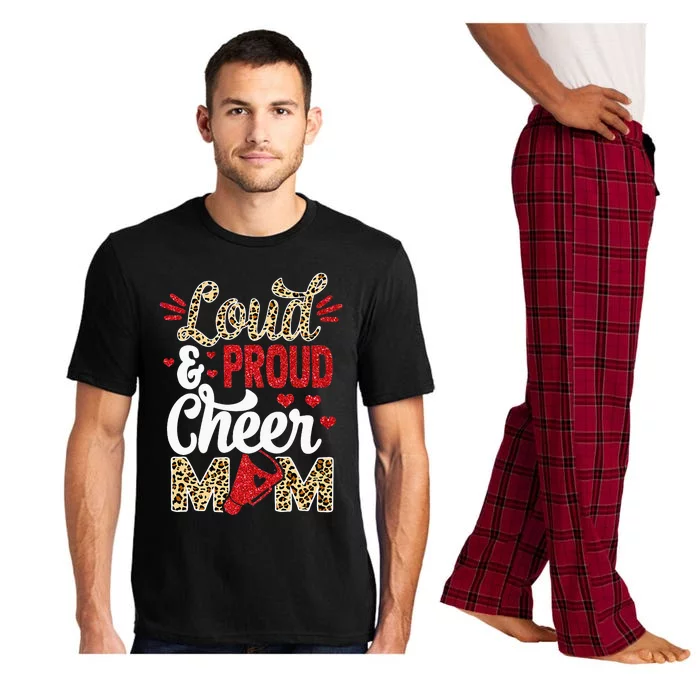 Cheer Mom Biggest Fan Leopard Print And Pom Pom Pajama Set