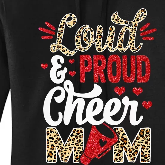 Cheer Mom Biggest Fan Leopard Print And Pom Pom Women's Pullover Hoodie