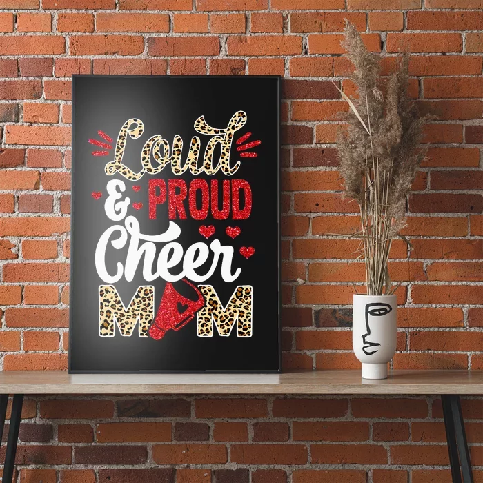 Cheer Mom Biggest Fan Leopard Print And Pom Pom Poster