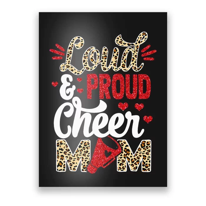 Cheer Mom Biggest Fan Leopard Print And Pom Pom Poster