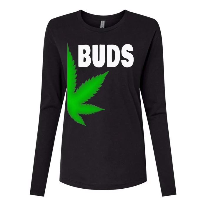 Couples Matching Best Buds BFF Marijuana Leaf Weed Gift Womens Cotton Relaxed Long Sleeve T-Shirt