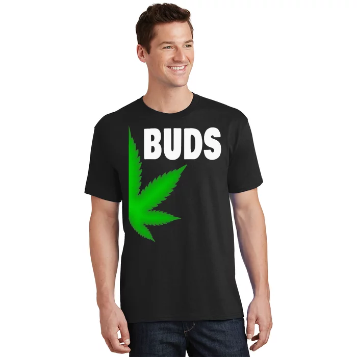 Couples Matching Best Buds BFF Marijuana Leaf Weed Gift T-Shirt