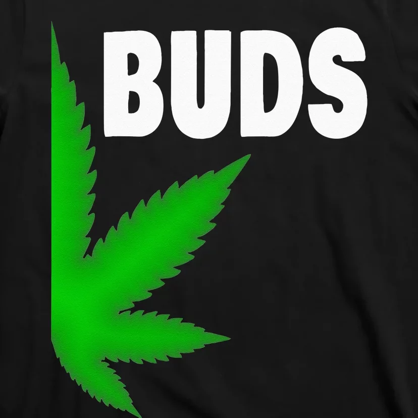 Couples Matching Best Buds BFF Marijuana Leaf Weed Gift T-Shirt