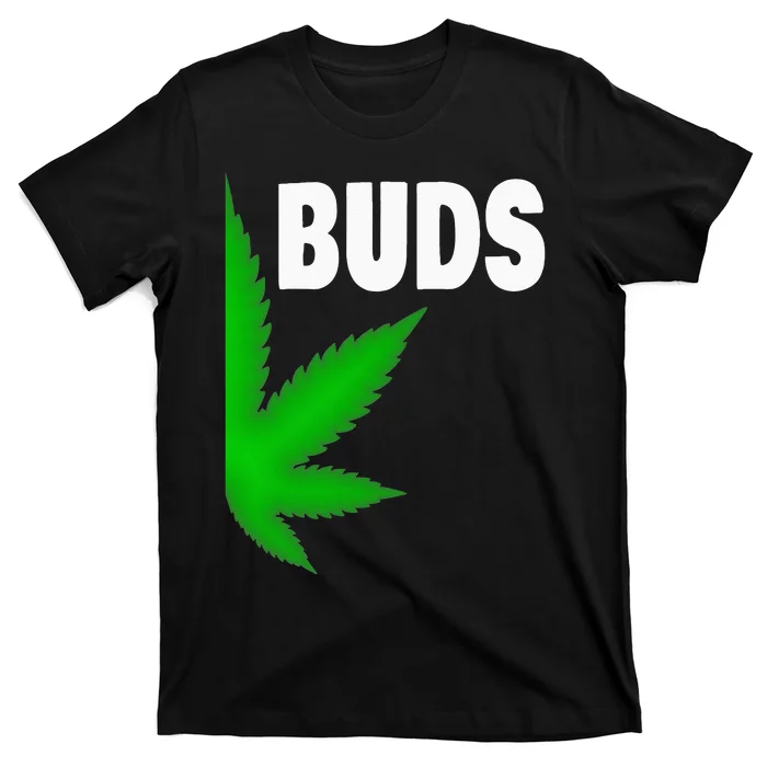 Couples Matching Best Buds BFF Marijuana Leaf Weed Gift T-Shirt