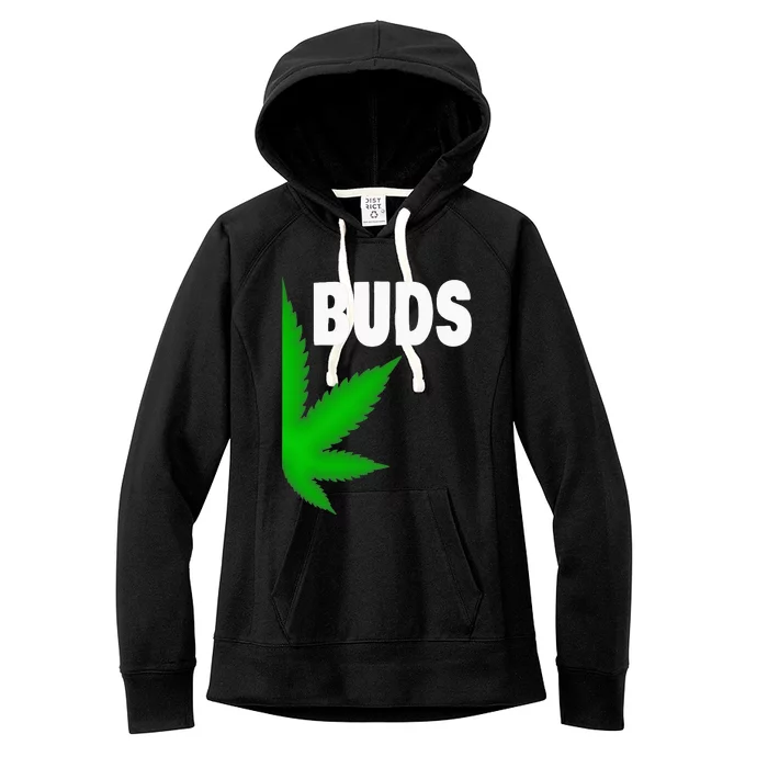 Couples Matching Best Buds BFF Marijuana Leaf Weed Gift Women's Fleece Hoodie