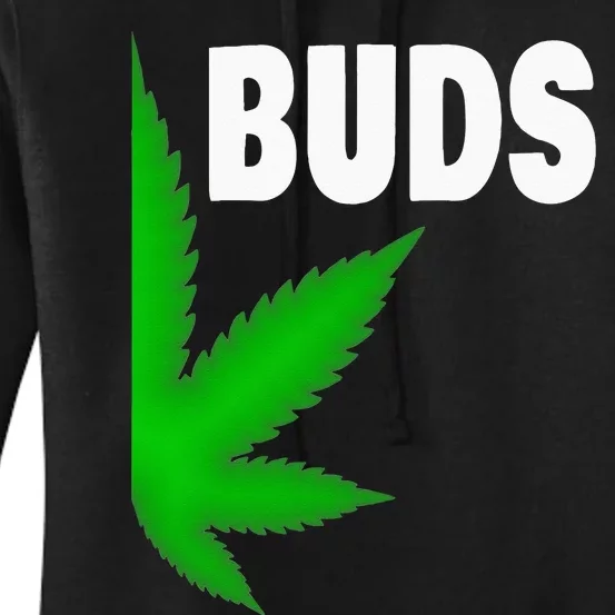 Couples Matching Best Buds BFF Marijuana Leaf Weed Gift Women's Pullover Hoodie