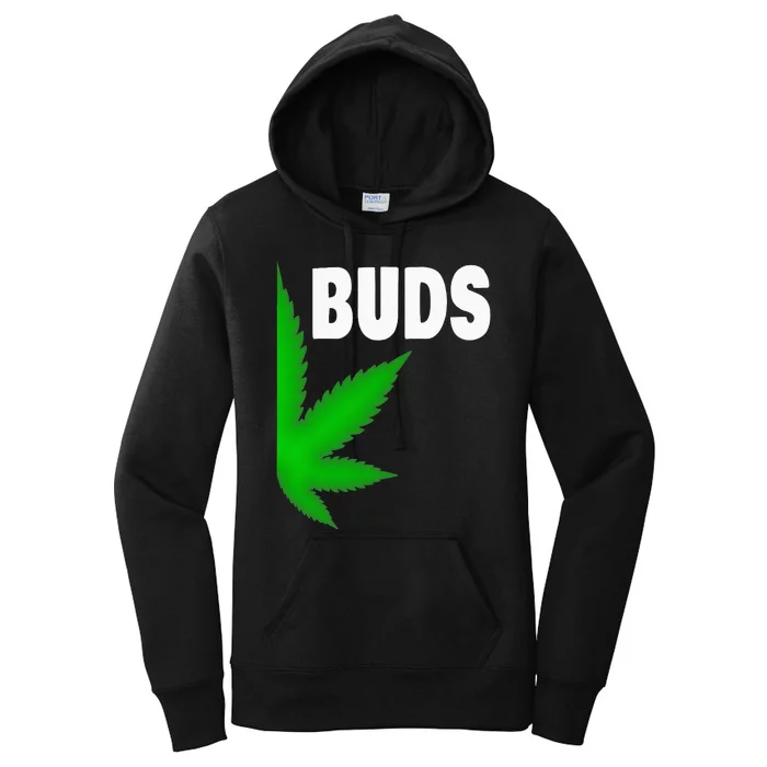 Couples Matching Best Buds BFF Marijuana Leaf Weed Gift Women's Pullover Hoodie