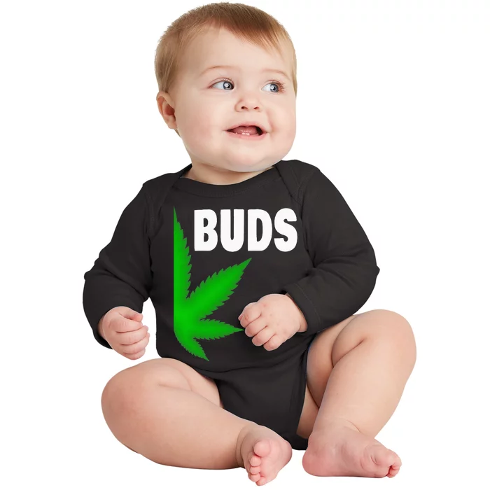 Couples Matching Best Buds BFF Marijuana Leaf Weed Gift Baby Long Sleeve Bodysuit