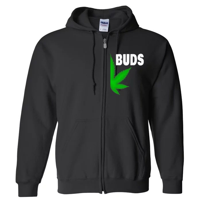 Couples Matching Best Buds BFF Marijuana Leaf Weed Gift Full Zip Hoodie