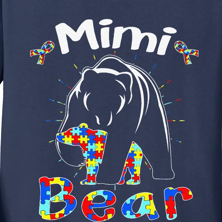 Cute Mimi Bear Autism Awareness Autistic Family Lover Kids Long Sleeve Shirt