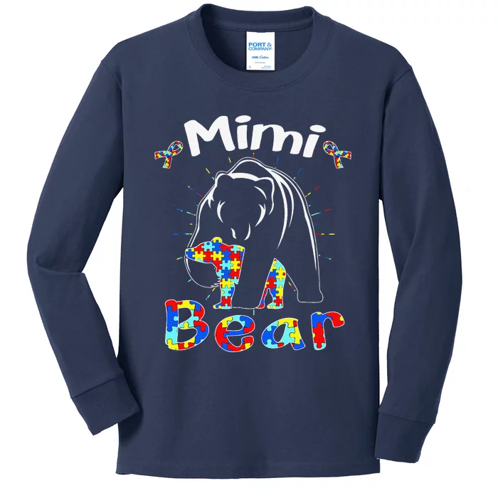 Cute Mimi Bear Autism Awareness Autistic Family Lover Kids Long Sleeve Shirt