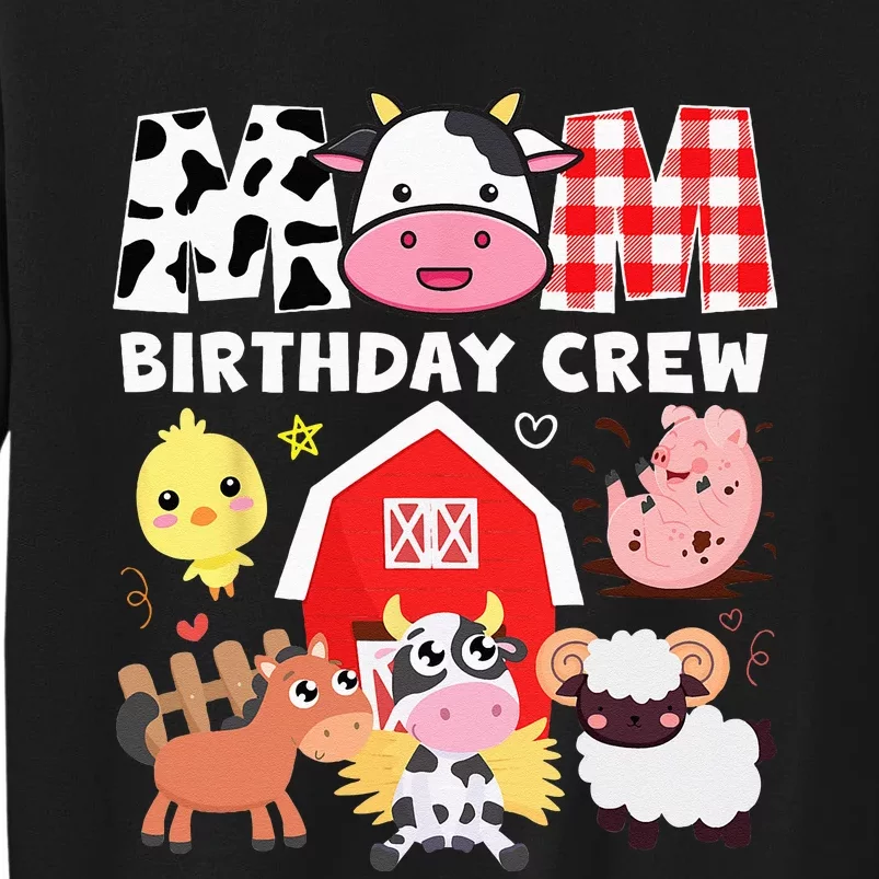 Cow Mom Birthday Crew Farm Theme Animals Kids Birthday Party Tall Sweatshirt