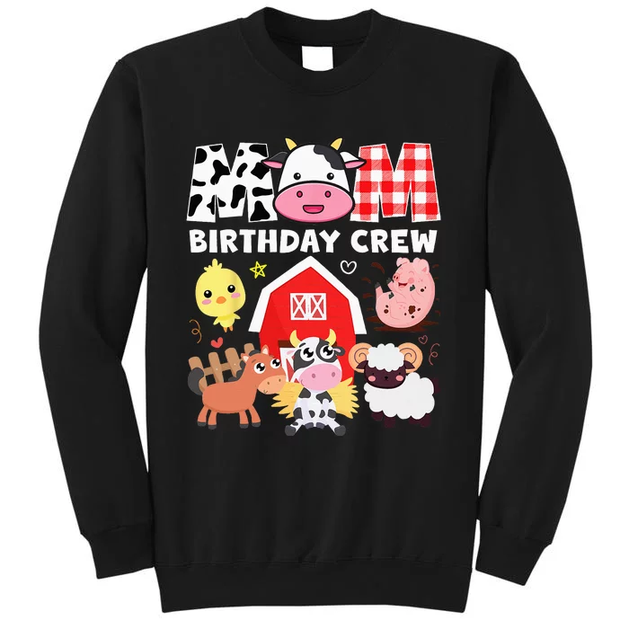 Cow Mom Birthday Crew Farm Theme Animals Kids Birthday Party Tall Sweatshirt