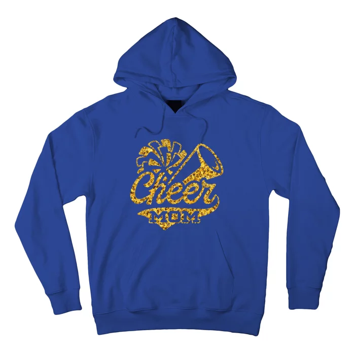 Cheer Mom Biggest Fan Cheerleader Black Yellow Gold Pom Pom Hoodie