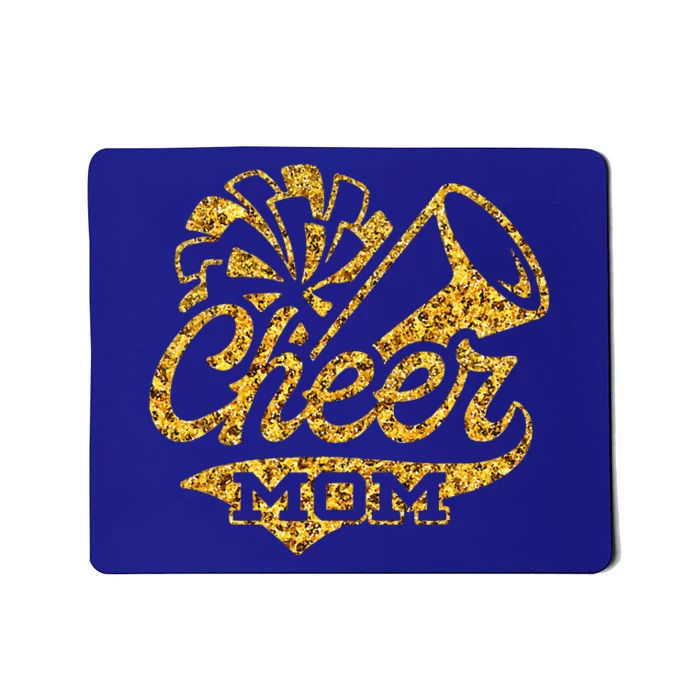 Cheer Mom Biggest Fan Cheerleader Black Yellow Gold Pom Pom Mousepad