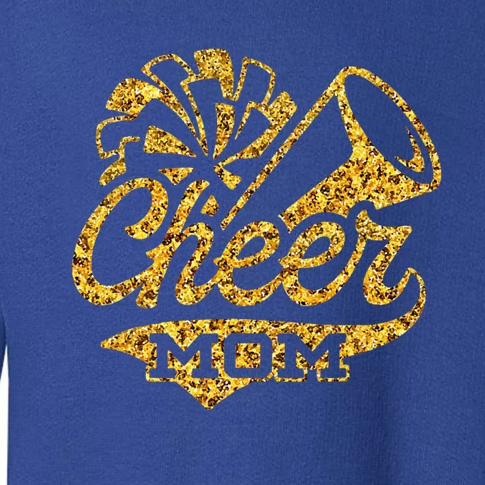 Cheer Mom Biggest Fan Cheerleader Black Yellow Gold Pom Pom Toddler Sweatshirt