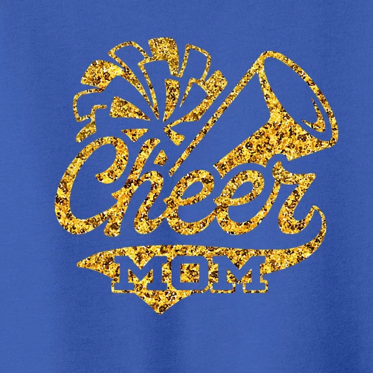 Cheer Mom Biggest Fan Cheerleader Black Yellow Gold Pom Pom Toddler T-Shirt