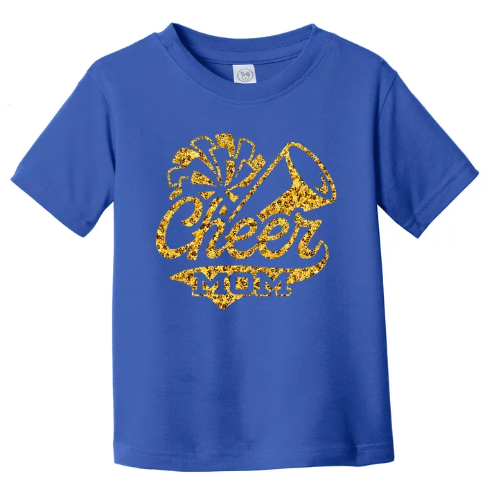 Cheer Mom Biggest Fan Cheerleader Black Yellow Gold Pom Pom Toddler T-Shirt